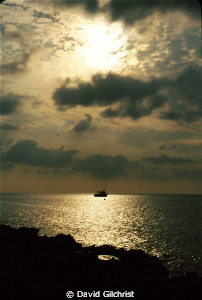 Dive boat off Eden Rock, Grand Cayman Islands by David Gilchrist 